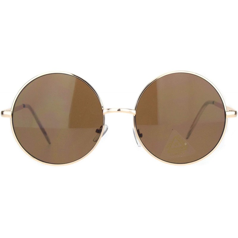 Round Hippie Round Circle Clear Lens Metal Rim Pimpy Sunglasses - Gold Brown - C618M40TSQW $12.60