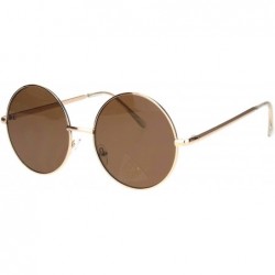 Round Hippie Round Circle Clear Lens Metal Rim Pimpy Sunglasses - Gold Brown - C618M40TSQW $12.60