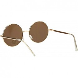 Round Hippie Round Circle Clear Lens Metal Rim Pimpy Sunglasses - Gold Brown - C618M40TSQW $12.60