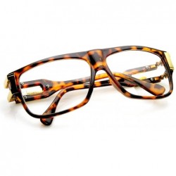 Aviator Classic Retro Double Hinged Clear Lens Aviator Glasses (Tortoise) - CG11KI3KU2J $9.36