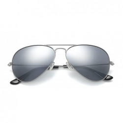 Round Aviator sunglasses polarized for men-women- 100% UVA/UVB protection - Silver - CC18EO7W8NW $66.09