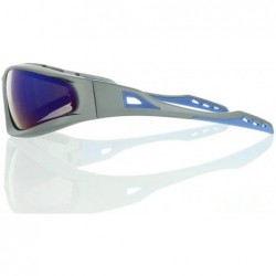 Rectangular Gray Sport Sunglasses with Blue Lens 100% UV400 - CP12MCXQBF7 $8.30