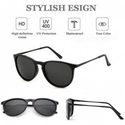 Round Vintage Sunglasses for Women Men Retro Round Design Polarized Sun Glasses - Black Frame Black Lens - C7196U4OQH4 $8.93