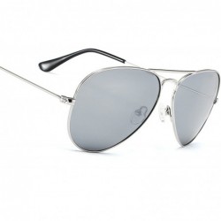 Round Aviator sunglasses polarized for men-women- 100% UVA/UVB protection - Silver - CC18EO7W8NW $34.41