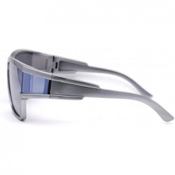 Shield Unique Side Visor Lens Shield Plastic Futuristic Sunglasses - Silver Silver Mirror - CR1958DCGDN $10.82