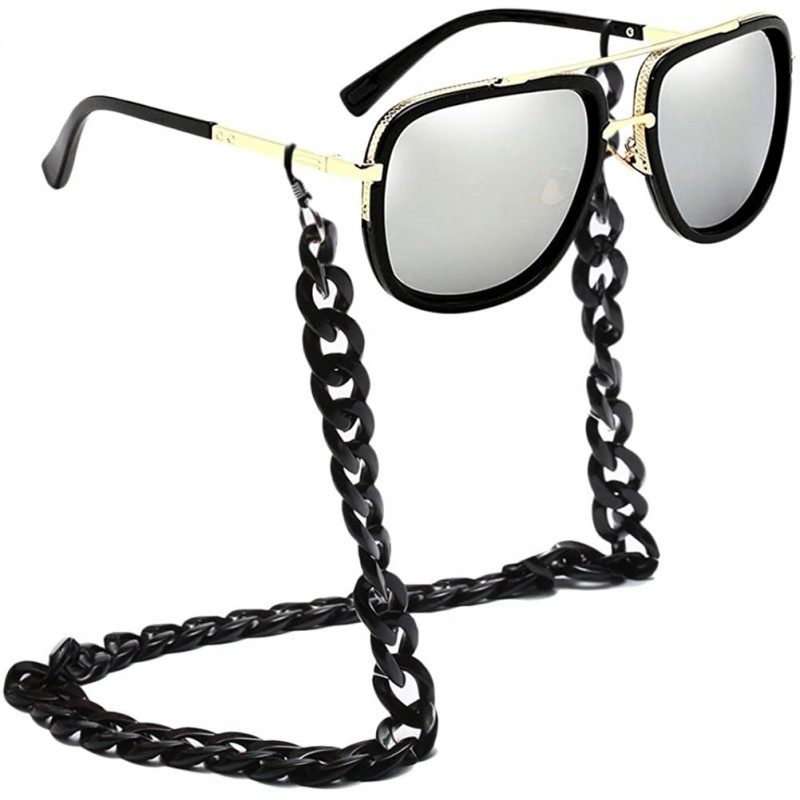 Square Neck Cord Strap Square Sunglasses Mens Outdoor Activities Keep Glasses On - Silver - CO18CYH8RXR $18.53