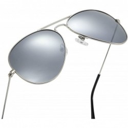 Round Aviator sunglasses polarized for men-women- 100% UVA/UVB protection - Silver - CC18EO7W8NW $34.41