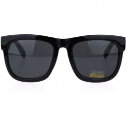 Square All Black Oversized Sunglasses Thick Frame Retro Classic Shades UV Protection - CF11CW0NV3L $16.89
