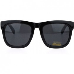 Square All Black Oversized Sunglasses Thick Frame Retro Classic Shades UV Protection - CF11CW0NV3L $7.64