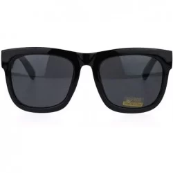 Square All Black Oversized Sunglasses Thick Frame Retro Classic Shades UV Protection - CF11CW0NV3L $16.89