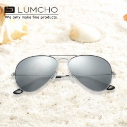 Round Aviator sunglasses polarized for men-women- 100% UVA/UVB protection - Silver - CC18EO7W8NW $34.41