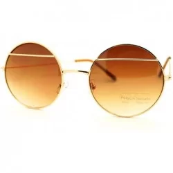 Round Circle Round Sunglasses Unique Metal Top Line Unisex Fashion - Gold - C6185ZC40T0 $18.65