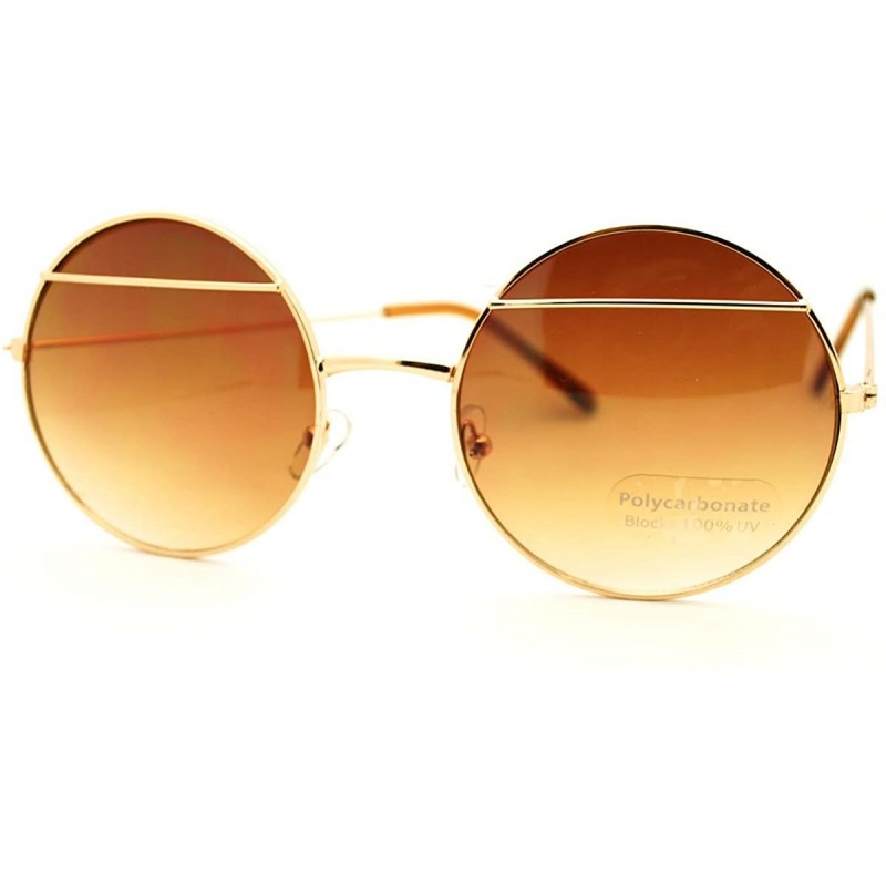 Round Circle Round Sunglasses Unique Metal Top Line Unisex Fashion - Gold - C6185ZC40T0 $12.10