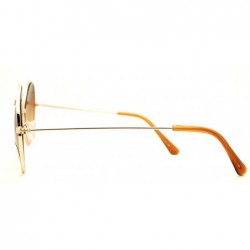 Round Circle Round Sunglasses Unique Metal Top Line Unisex Fashion - Gold - C6185ZC40T0 $12.10