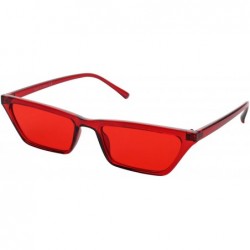Goggle Small Rectangle Cat Eye Sunglasses for Women Fashion Designer Glasses - Red - C118CURGSLE $18.73