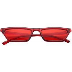 Goggle Small Rectangle Cat Eye Sunglasses for Women Fashion Designer Glasses - Red - C118CURGSLE $8.27