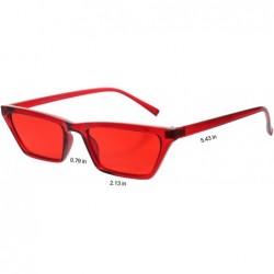 Goggle Small Rectangle Cat Eye Sunglasses for Women Fashion Designer Glasses - Red - C118CURGSLE $8.27