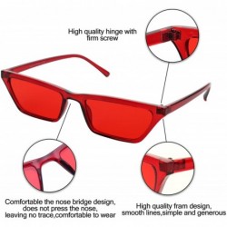 Goggle Small Rectangle Cat Eye Sunglasses for Women Fashion Designer Glasses - Red - C118CURGSLE $8.27