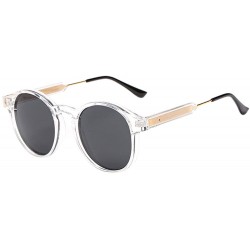 Goggle Small Round Sunglasses for Women Men Vintage Fashion Eyewear UV400 - Transparent - Grey - CW18RQE9QZH $17.06