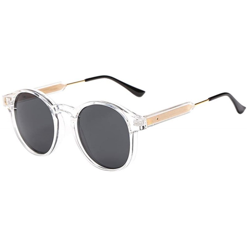 Goggle Small Round Sunglasses for Women Men Vintage Fashion Eyewear UV400 - Transparent - Grey - CW18RQE9QZH $10.46