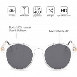 Goggle Small Round Sunglasses for Women Men Vintage Fashion Eyewear UV400 - Transparent - Grey - CW18RQE9QZH $10.46