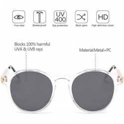 Goggle Small Round Sunglasses for Women Men Vintage Fashion Eyewear UV400 - Transparent - Grey - CW18RQE9QZH $10.46