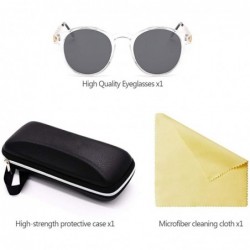 Goggle Small Round Sunglasses for Women Men Vintage Fashion Eyewear UV400 - Transparent - Grey - CW18RQE9QZH $10.46