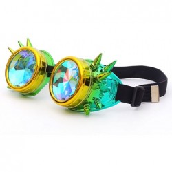 Goggle Spiked Goggles with Steampunk Kaleidoscope Lenses Rave Cosplay Colorful - Yellow Green - CB18HLE0IH7 $23.07