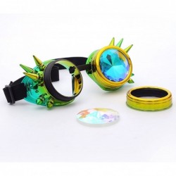 Goggle Spiked Goggles with Steampunk Kaleidoscope Lenses Rave Cosplay Colorful - Yellow Green - CB18HLE0IH7 $13.59