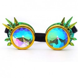 Goggle Spiked Goggles with Steampunk Kaleidoscope Lenses Rave Cosplay Colorful - Yellow Green - CB18HLE0IH7 $13.59