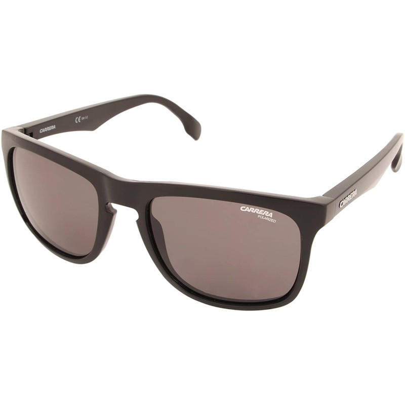 Rectangular Plastic Rectangular Shallow Sunglasses 56 0807 Black (M9 gray polarized lens) - C4183O03RLD $37.59