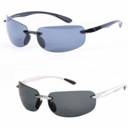 Wrap Lovin Sport Polarized Bifocal Sunglasses - Polarized - Black/Silver - CI184HCT6AC $80.13