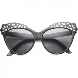 Cat Eye Women's Oversize Geometric Laser Cut Frame Cat Eye Sunglasses 58mm - Black / Smoke - C2126OMSLEB $19.21