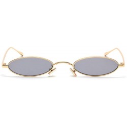 Round punk Small Oval Metal Frame Chic Clear Candy Color Lens Sunglasses - Gold-black - CD189HILTEX $25.74
