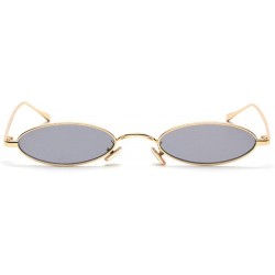 Round punk Small Oval Metal Frame Chic Clear Candy Color Lens Sunglasses - Gold-black - CD189HILTEX $21.85