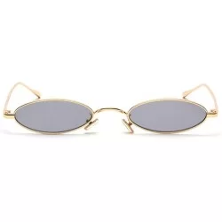 Round punk Small Oval Metal Frame Chic Clear Candy Color Lens Sunglasses - Gold-black - CD189HILTEX $21.85