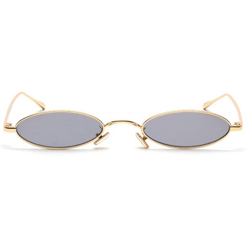 Round punk Small Oval Metal Frame Chic Clear Candy Color Lens Sunglasses - Gold-black - CD189HILTEX $10.48