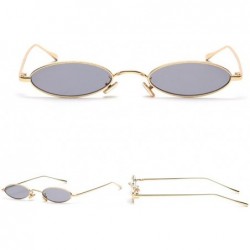 Round punk Small Oval Metal Frame Chic Clear Candy Color Lens Sunglasses - Gold-black - CD189HILTEX $10.48