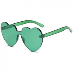 Rimless Heart Shaped Rimless Sunglasses One Pieces Transparent Candy Color Frameless Glasses Love Eyewear - Green - CU18EXYG7...