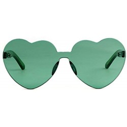 Rimless Heart Shaped Rimless Sunglasses One Pieces Transparent Candy Color Frameless Glasses Love Eyewear - Green - CU18EXYG7...