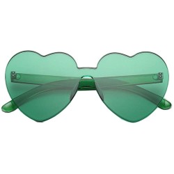 Rimless Heart Shaped Rimless Sunglasses One Pieces Transparent Candy Color Frameless Glasses Love Eyewear - Green - CU18EXYG7...