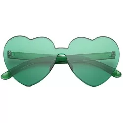 Rimless Heart Shaped Rimless Sunglasses One Pieces Transparent Candy Color Frameless Glasses Love Eyewear - Green - CU18EXYG7...