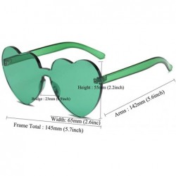 Rimless Heart Shaped Rimless Sunglasses One Pieces Transparent Candy Color Frameless Glasses Love Eyewear - Green - CU18EXYG7...