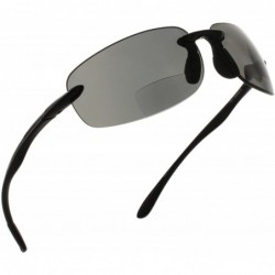Wrap Island Bifocal Sunglasses Rimless Readers - Polarized Smoke Lens/Black Frame - CX11M4OI1DF $22.54