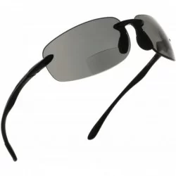 Wrap Island Bifocal Sunglasses Rimless Readers - Polarized Smoke Lens/Black Frame - CX11M4OI1DF $51.91