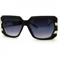 Square Bold Oversized Square Sunglasses Modern Hip Hop Celebrity Fashion - Black Silver - CS11HQ2OPJ9 $20.01