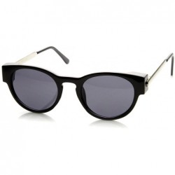 Wayfarer Fashion Keyhole Metal Temple Oval Horn Rimmed Sunglasses (Black-Silver Smoke) - C311J1RZFA9 $11.43