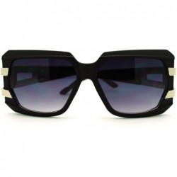 Square Bold Oversized Square Sunglasses Modern Hip Hop Celebrity Fashion - Black Silver - CS11HQ2OPJ9 $7.80