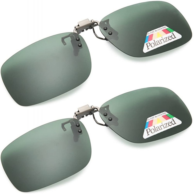 Rimless Metal Frame Rim Polarized Lens Clip On Unisex Sunglasses for Outdoor Walking Driving Fishing Cycling - 2pcs Green - C...