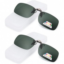 Rimless Metal Frame Rim Polarized Lens Clip On Unisex Sunglasses for Outdoor Walking Driving Fishing Cycling - 2pcs Green - C...